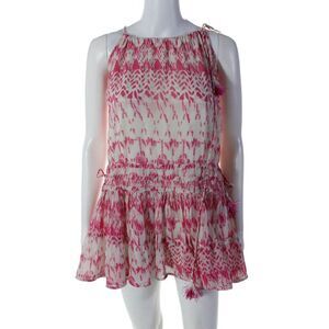 Christophe Sauvat Women's Sleeveless Tassel Tiered Mini Dress Pink Size XS